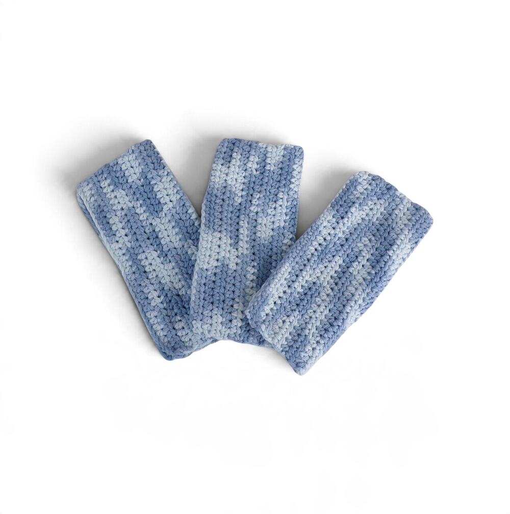 (3) Handmade Crocheted Dishcloths Washcloths 100% Cotton Faded Denim Ombre